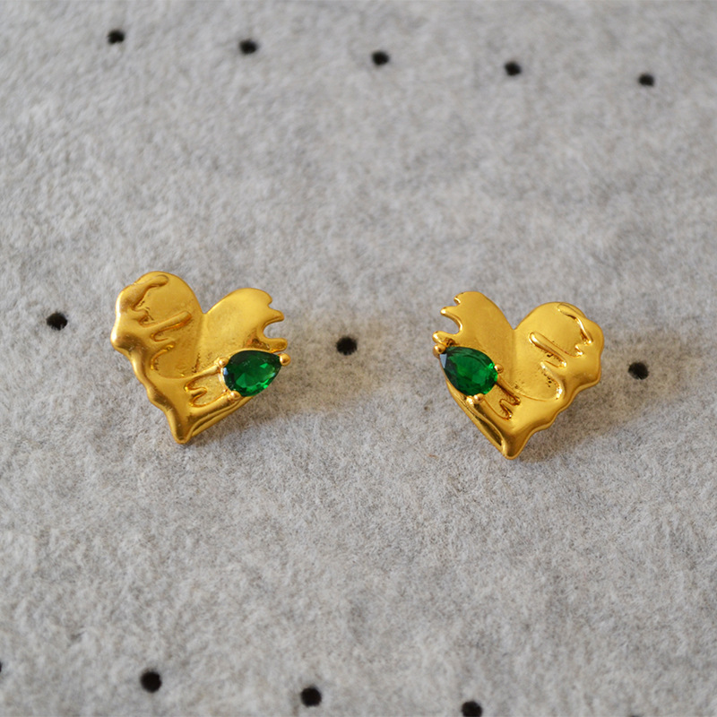 新春彩蛋清仓特价回馈欧美复古小众设计黄铜镀金个性气质耳钉耳饰详情26