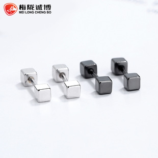 黑暗风个性INS船锚星星黑色螺纹耳钉男女生简约耳骨蜗钉螺丝饰品详情2