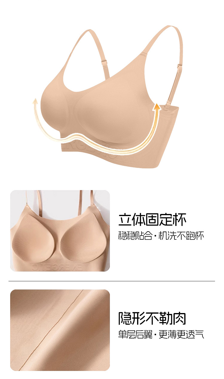 幸爆款无痕粉底液内衣女隐形穿衣不透舒适无钢圈聚拢支撑吊带文胸详情5