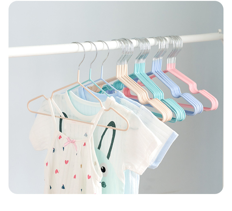 Dipped plastic anti-slip clothes hanger for children and babies, baby home clothes hanger, candy-colored traceless clothes hanger, rainbow clothes hanger pic 15