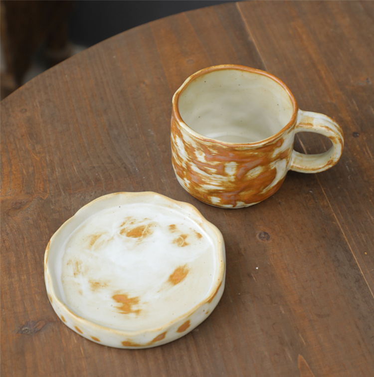 窑变咖啡杯碟套装复古陶瓷杯下午茶卡布奇诺拿铁咖啡杯家用马克杯详情35