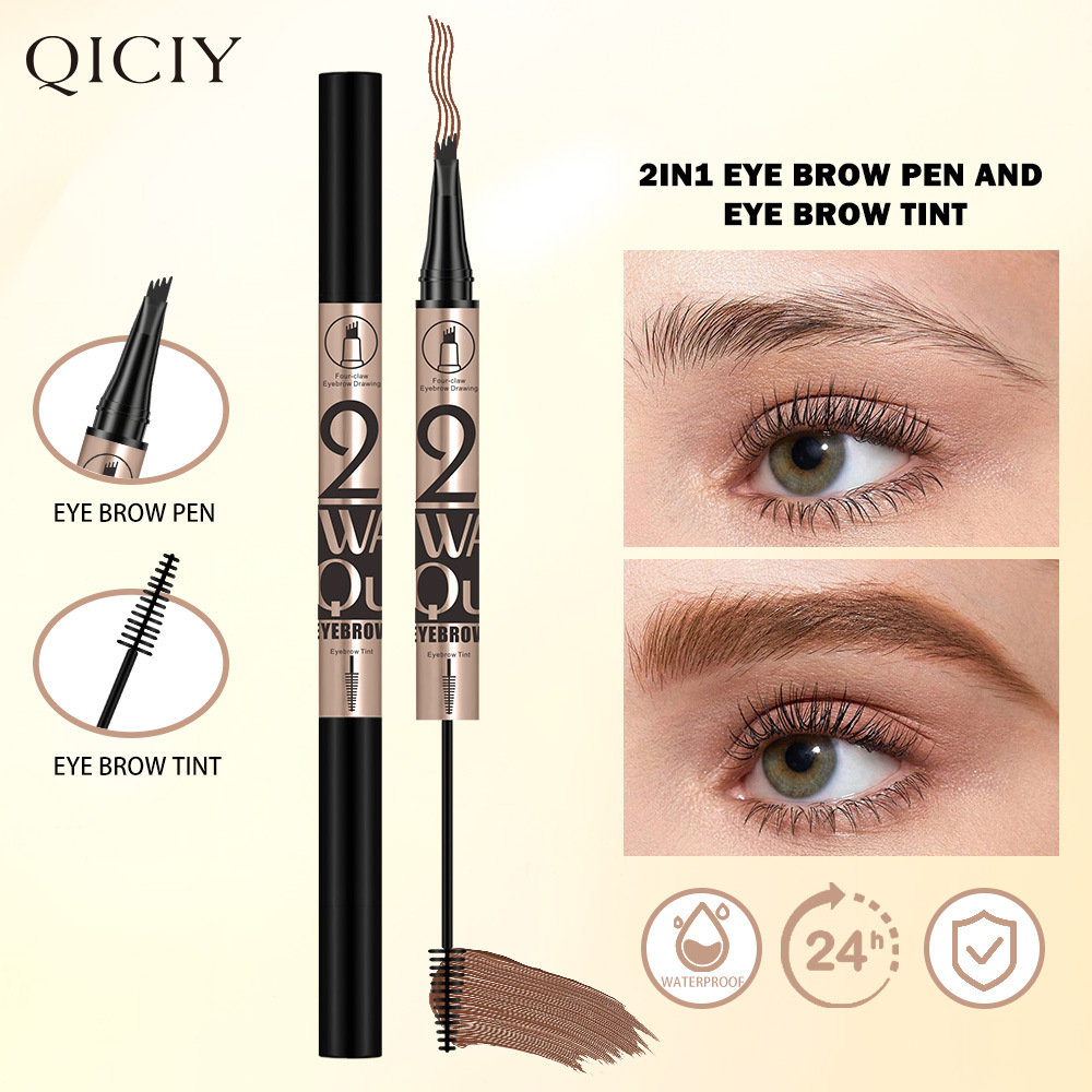 【 Cross-border Exclusive 】QICIY+ 4-fork Eyebrow Pencil + Eyebrow Dye Waterproof and Not Easy to Fall Off Eye Makeup Eyebrow Pencil Eyebrow Dye pic 2