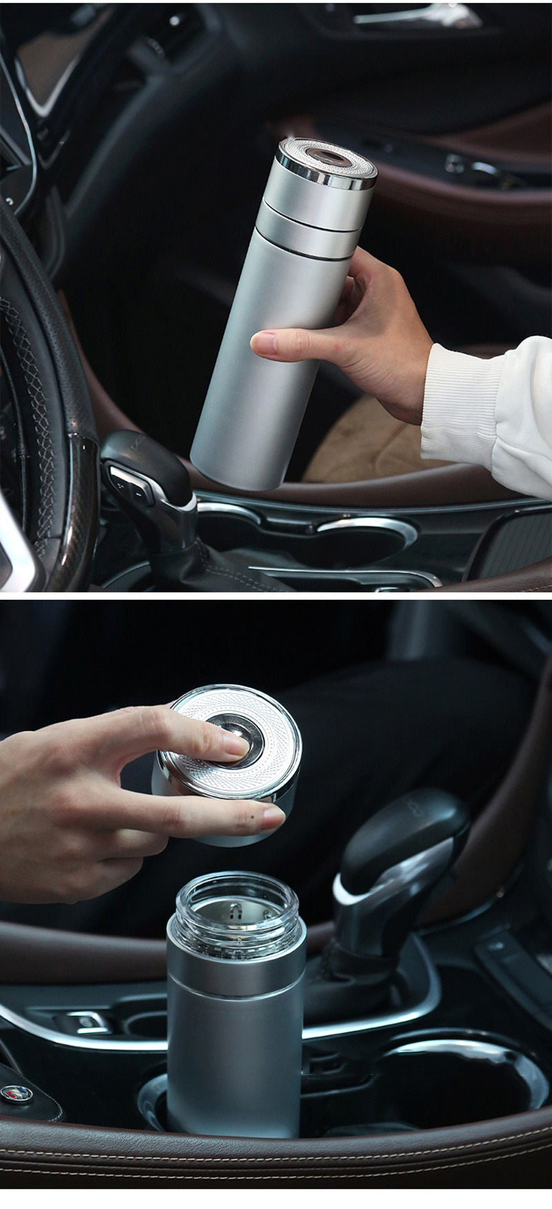 车载速开杯316不锈钢保温茶水分离杯密封男士户外 一键开盖泡茶杯详情16