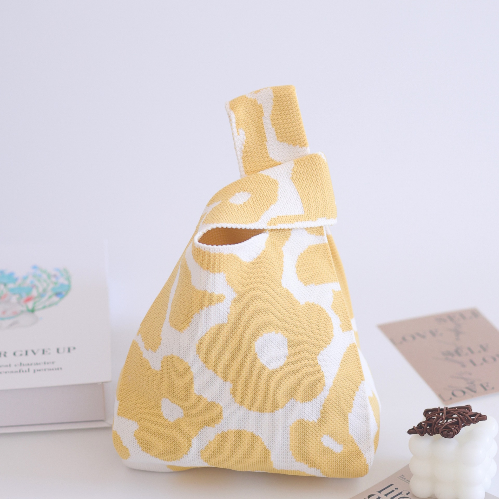 韩版针织包手提包水桶包托特包百搭编织包可爱笑脸系简约伴手礼详情10