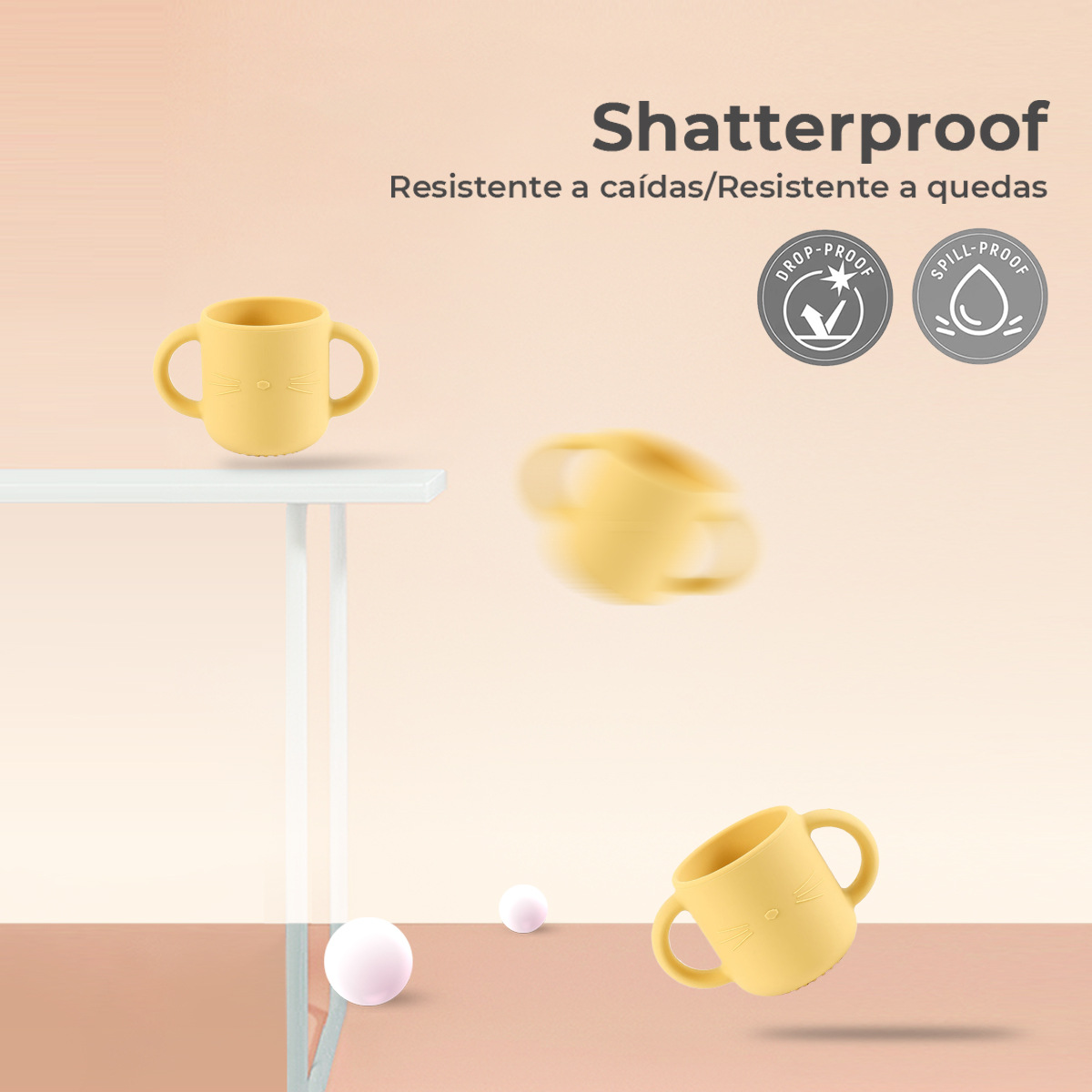 跨境儿童硅胶喂养水杯新国标防漏防摔卡通猫咪宝宝训练双耳学饮杯详情6