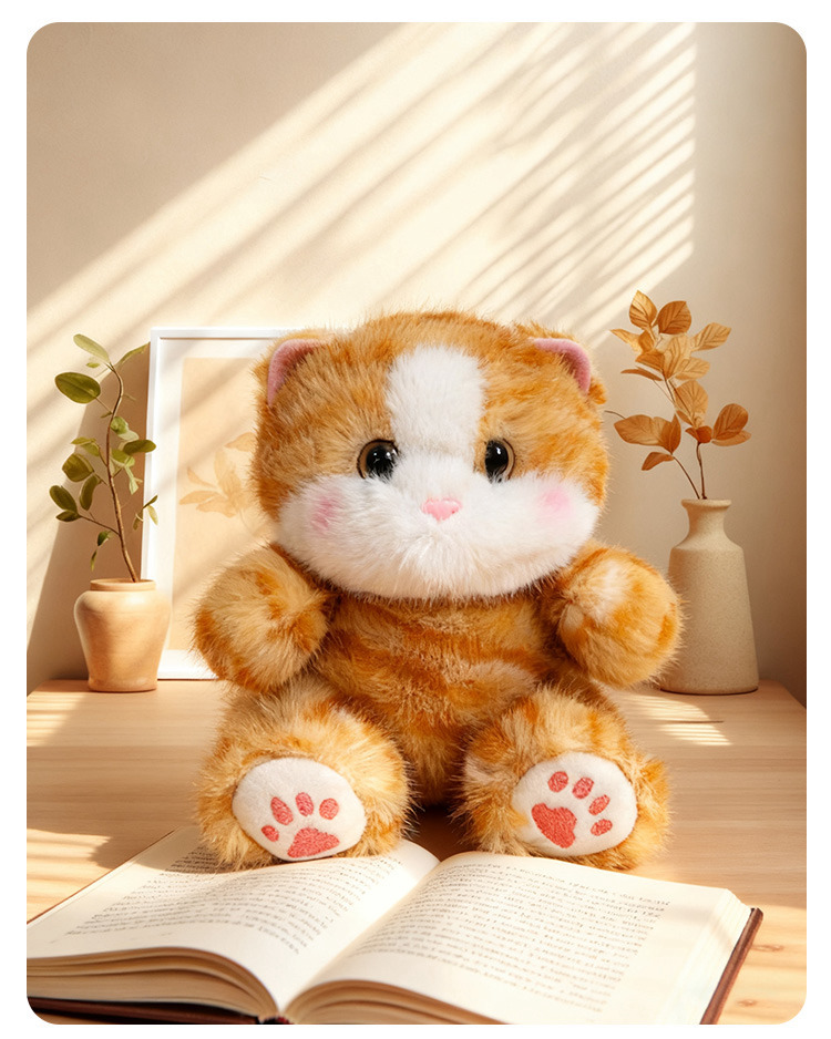 Cute and adorable golden gradient cat palm treasure, plush cat toy, learning set, Siamese cat office decoration pic 7