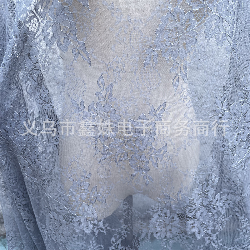 外贸爆款非洲黑人Chantillylace幅宽1.5m*3m厂家现货眼睫毛花详情37