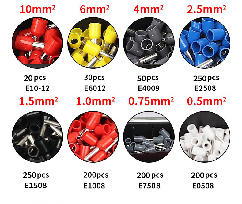 1200pcs cold-pressed terminal set, wire crimping pliers HSC8 6-4 6 set, European tubular terminal set pic 23