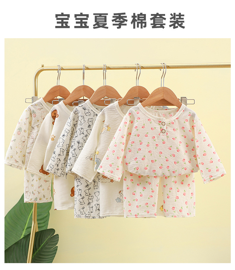儿童夏季爆款云朵棉薄款家居服套装 男女童中袖空调服中裤休闲睡衣 童装新款详情1