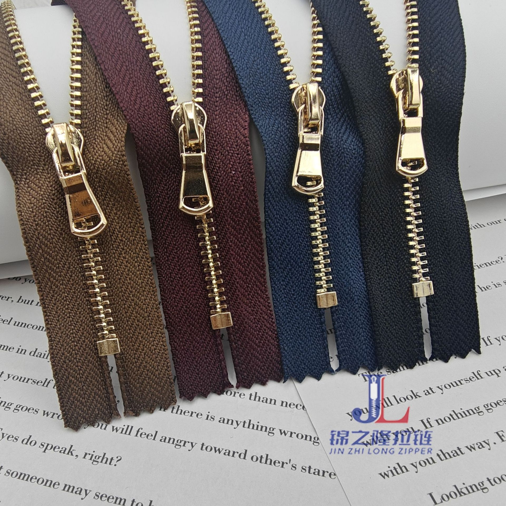 No. 3 and No. 5 metal Y-tooth light gold white gold open tail closed tail clothing set zipper access control pocket pic 6