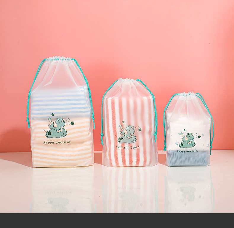 Unicorn frosted drawstring bag, towel and sock plastic packaging bag, PE thickened drawstring bag, underwear packaging drawstring bag pic 28