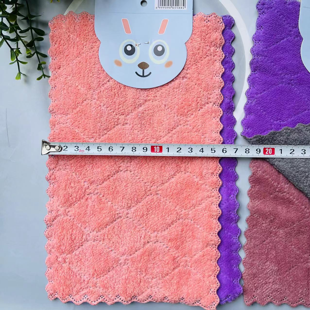 【 Zone 2-12 】 Two one-card cleaning cloths, 40 cards per pack, 1000 cards per box. Two one-card cleaning cloths, two-color dishcloths, coral fleece scouring pads, absorbent cleaning cloths. Affordable. 2 pieces per pack, 1 yuan. Supply pic 1