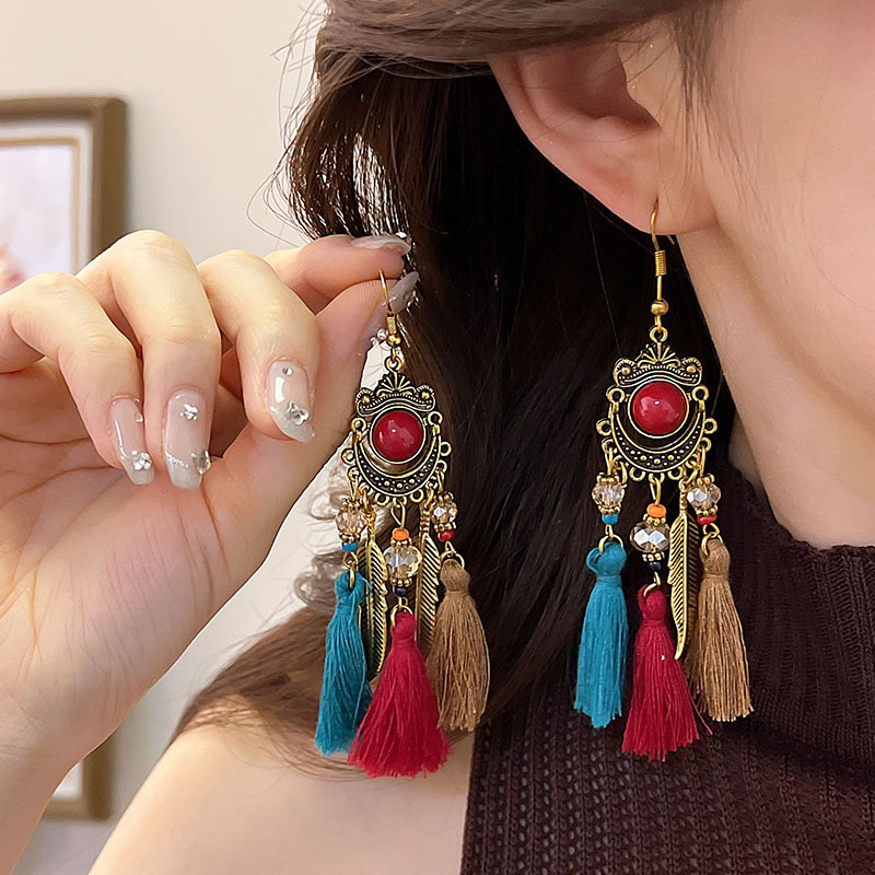 耳环度假风网红耳坠海边耳勾ins夏天新款拉菲草编手编藤编耳饰女详情30