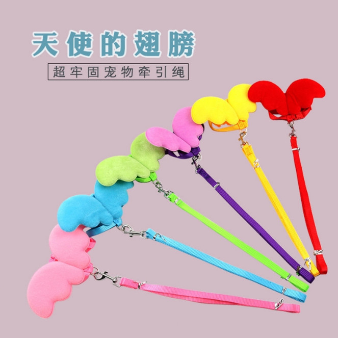 宠物牵引绳天使翅膀遛兔绳猫咪牵引带可伸缩调节长度胸背带详情4
