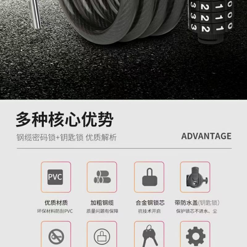 Anti-theft combination lock, steel cable combination lock, smart home anti-picking safety lock pic 3