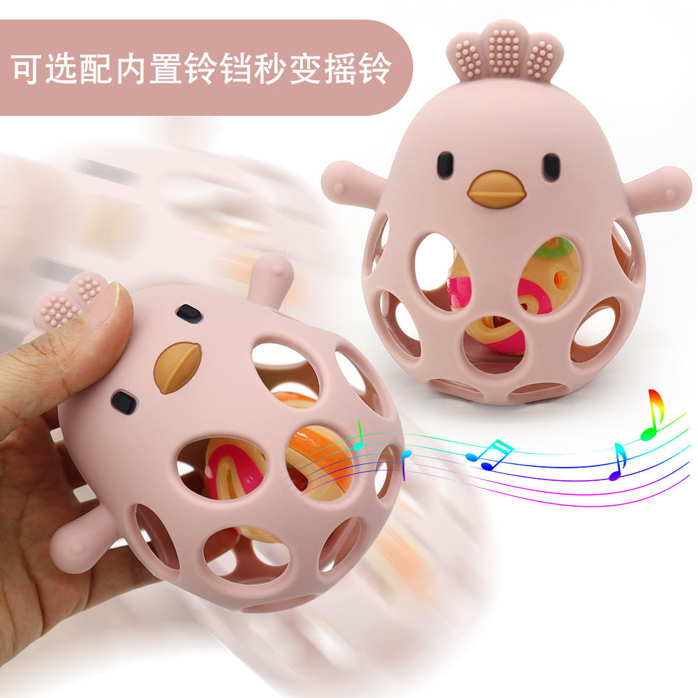 跨境母婴新品宝宝磨牙棒硅胶玩具防吃手小鸡手抓球牙胶婴儿食品级详情8