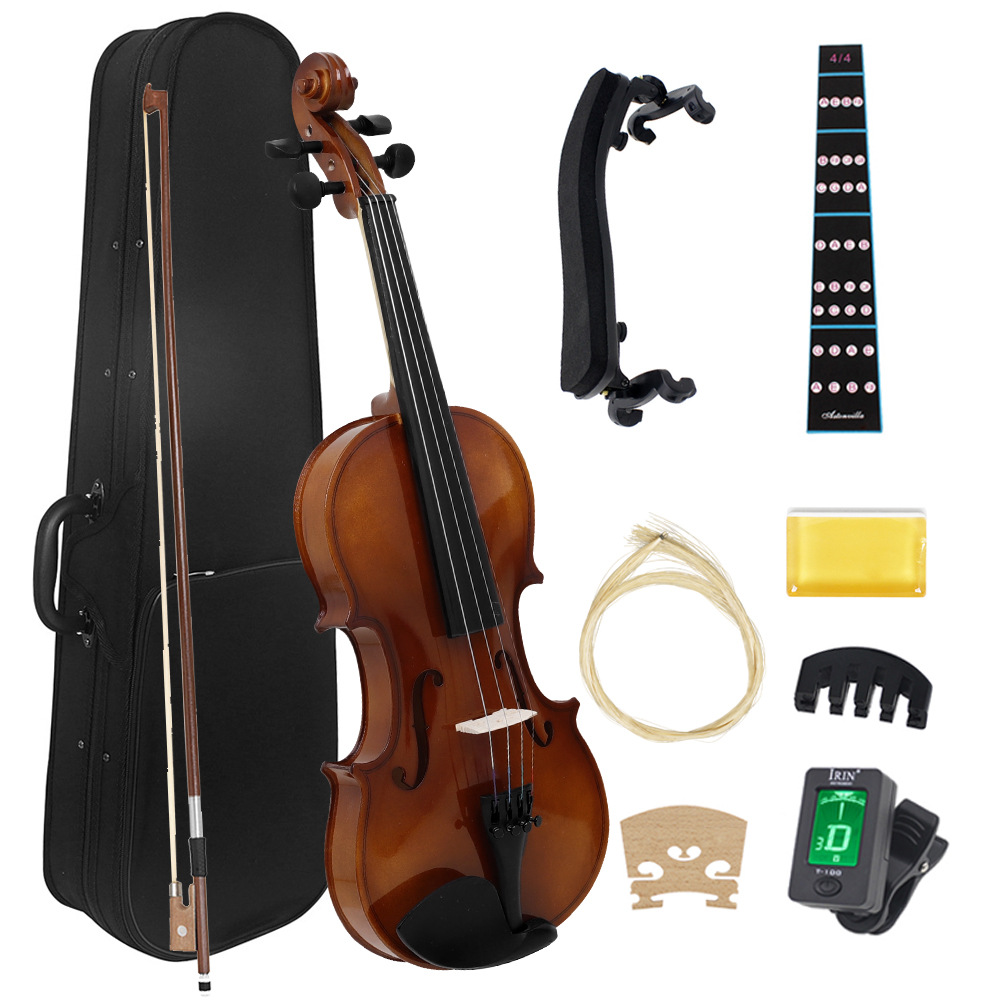 Multi-functional violin set: bow, case, shoulder rest, tuner, rosin, strings, chin rest, fingerboard, stickers, guitar stand, door handle, gloves, storage, suitable for saxophone pic 3