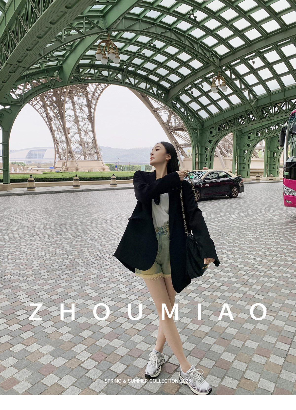 周淼ZHOUMIAO 2024春秋新款高级设计感女士黑色休闲小西装外套女详情4
