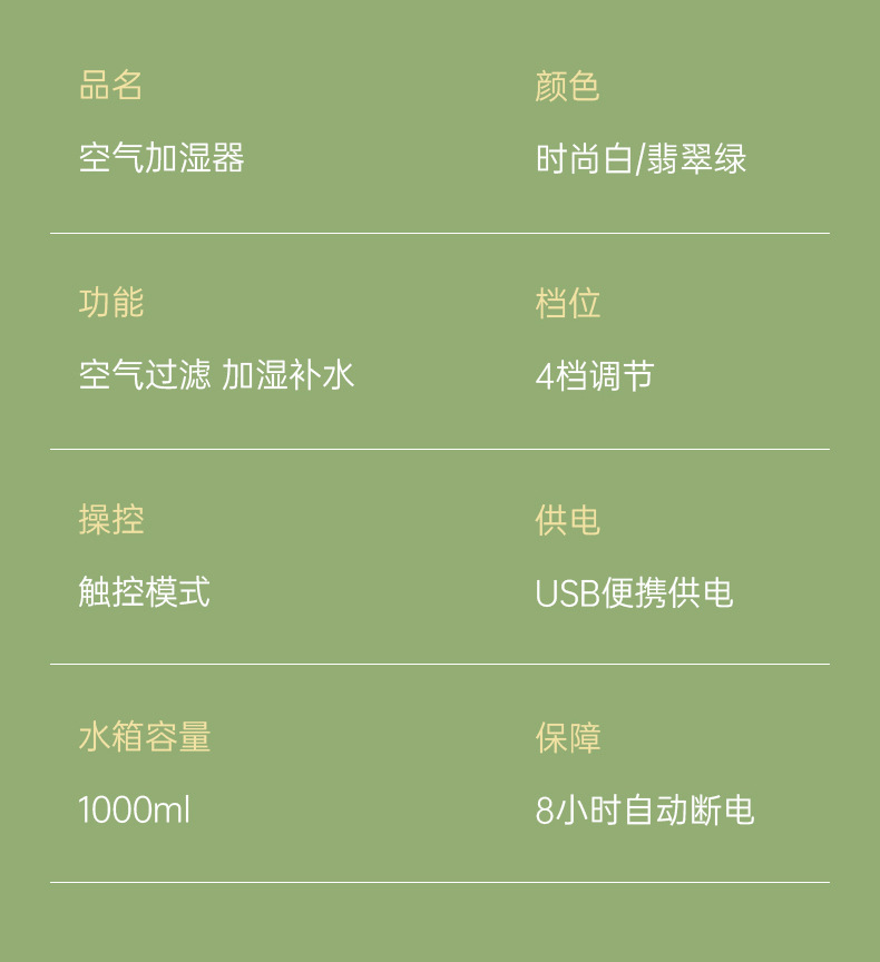 2023新款桌面加湿器便携家用小型大容量大雾量卧室静音空气增湿器详情22