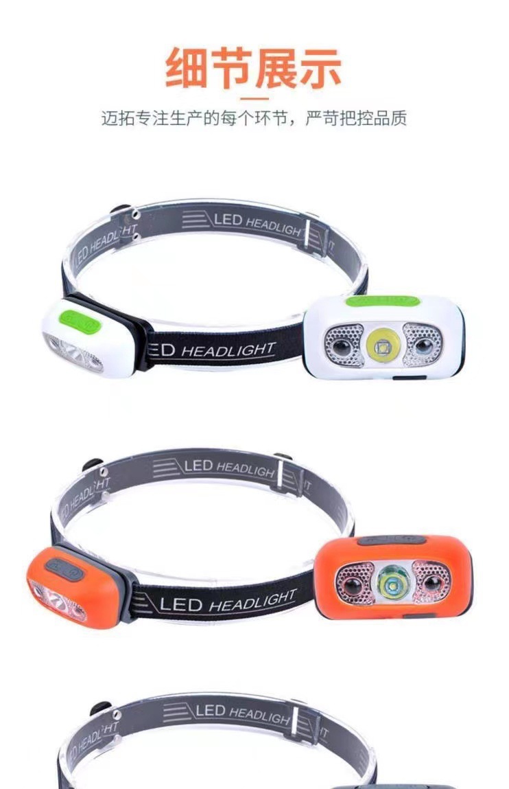 Induction headlamp, high-intensity rechargeable, ultra-bright long-range fishing night light, LED head-mounted outdoor portable work light pic 8