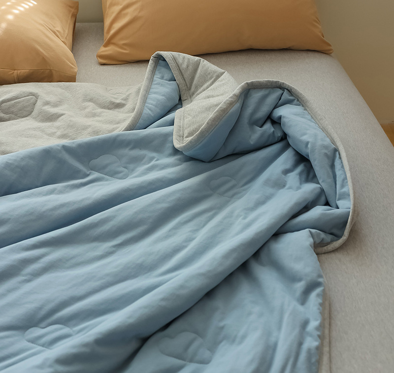 Simple Japanese Muji soft knitted cotton Tianzhu cotton quality two-color summer cool quilt, machine washable, water-washable air-conditioned quilt pic 24