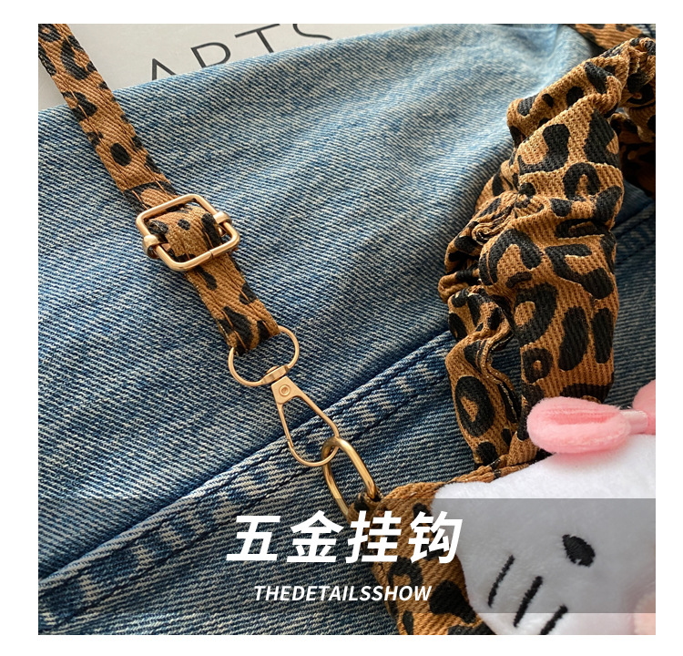 超火小众豹纹帆布包包女款秋冬流行百搭斜挎包可爱卡通手提水桶包详情6