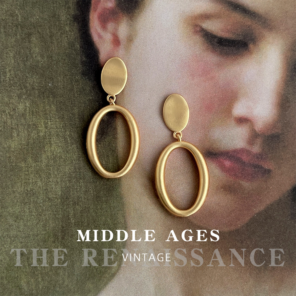 vintage light and mid-style matte geometric ring earrings, French and Hong Kong style high-end earrings, retro earrings pic 4