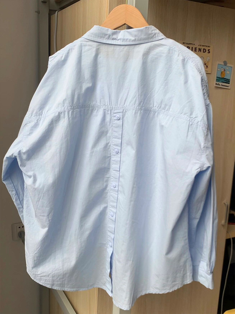 纯棉蓝色长袖衬衫外套女春秋夏新款薄款法式开衫衬衣女款早秋上衣详情9