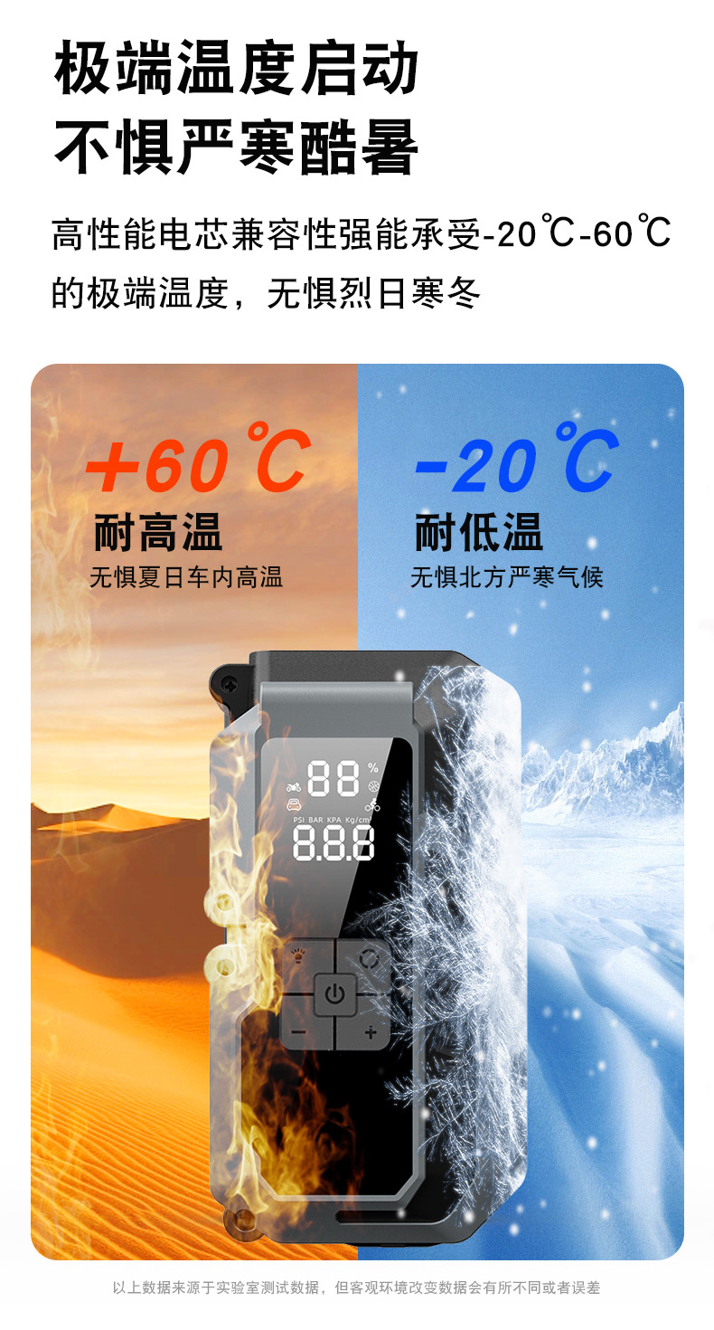 2026新款汽车应急启动电源充气泵一体机汽车强启电瓶紧急搭电宝详情11