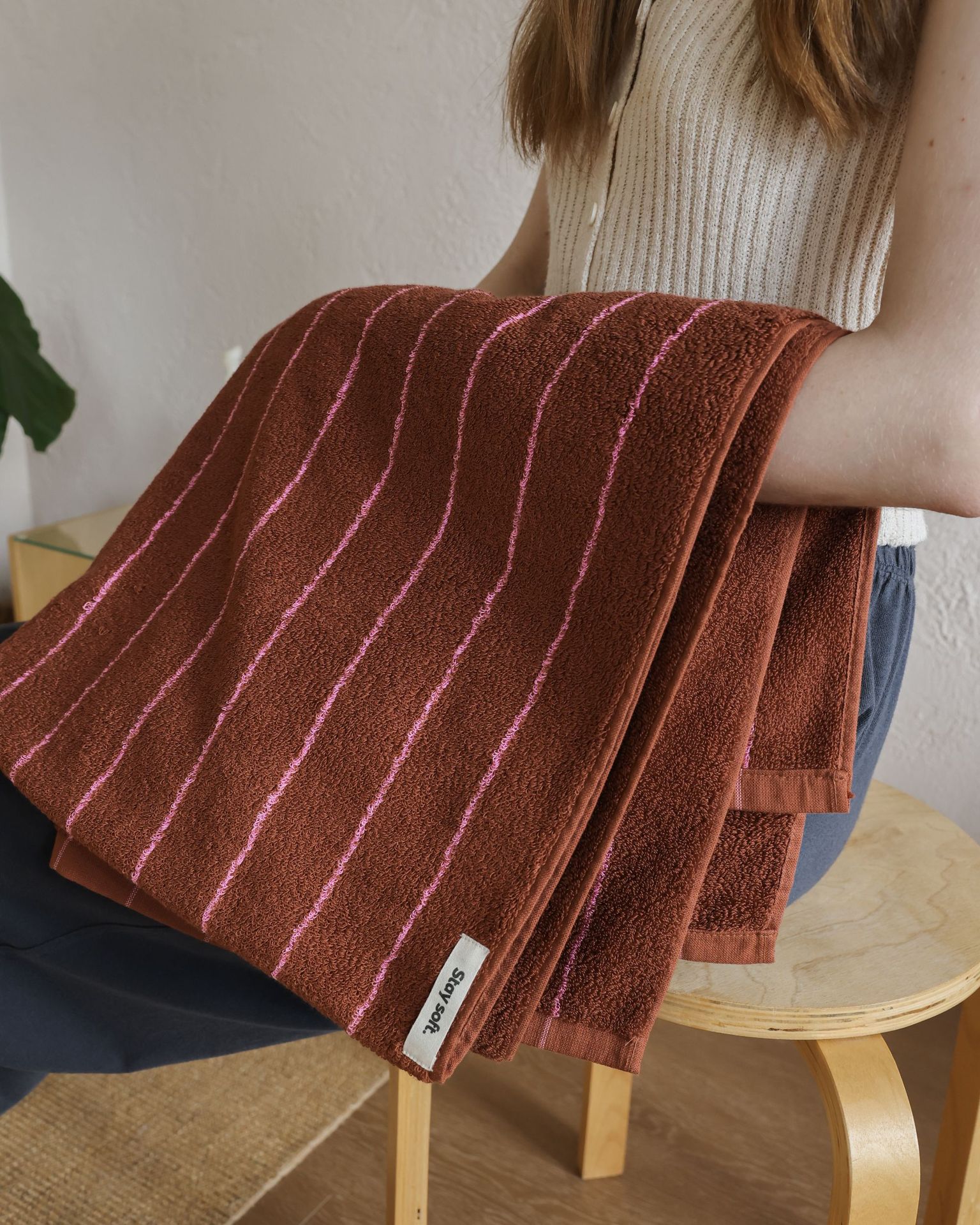 New autumn and winter fine-striped color-blocked towels, combed pure cotton adult absorbent bath towels, color-blocked striped adult towels pic 6