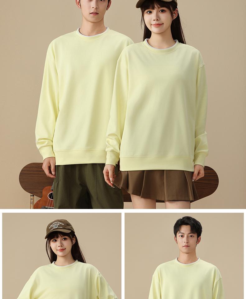 春秋薄款圆领卫衣跨境专供纯色宽松团体服学校活动班服印logo套头详情13