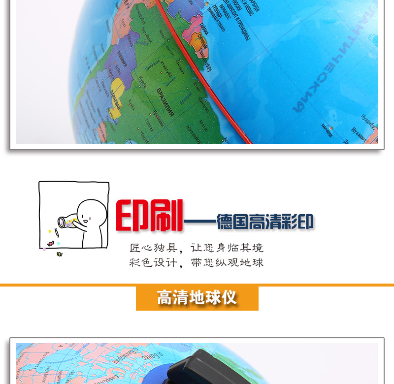 【 Jingfeng 】 Cross-border 14.2 Hebrew Globe Teaching Students Map, Large, Medium and Small ornaments and gifts pic 14