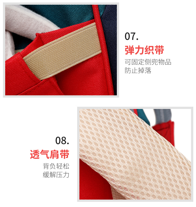 新款妈咪包双肩包大容量撞色原宿风双肩背包休闲旅行单肩手提斜挎详情25