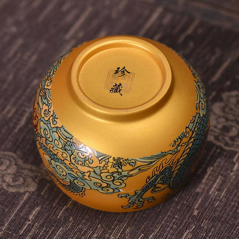 厂家直供鎏金杯珐琅彩青花茶杯个人杯主人杯紫砂建盏刘国蓝大师详情9