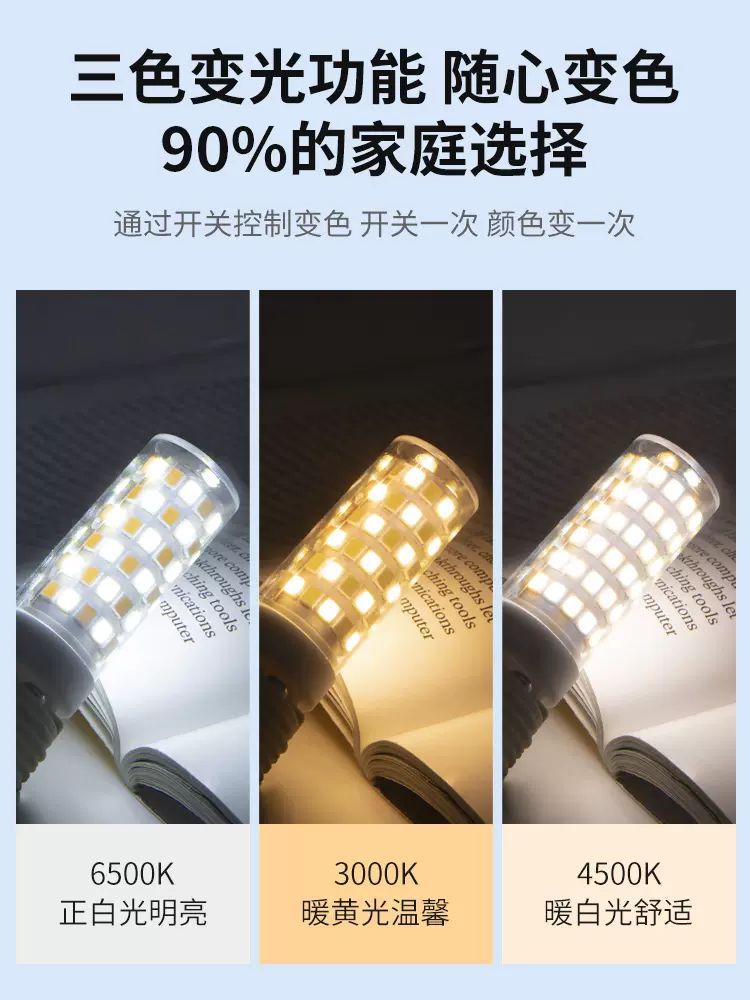 G9 LED pin small bulb, G4 high-brightness energy-saving light source, flickerless 220V ceramic corn lamp, three-color light pic 9