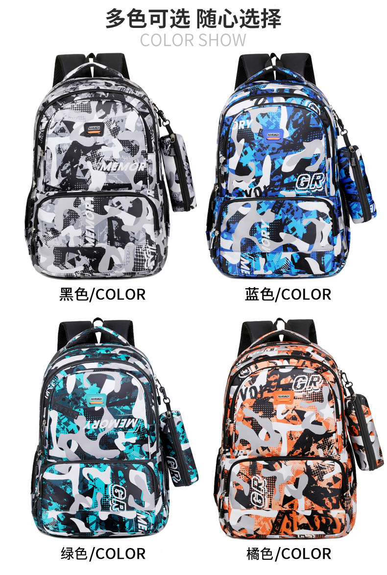 迷彩印花背包外贸大容量休闲双肩包电脑包男初中高中男女学生书包详情27