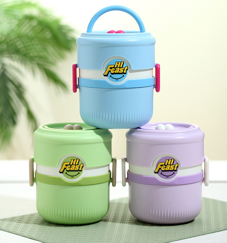 Double-layer student lunch box, microwave-safe heating bento box, office worker adult food-grade stainless steel lunch box pic 2