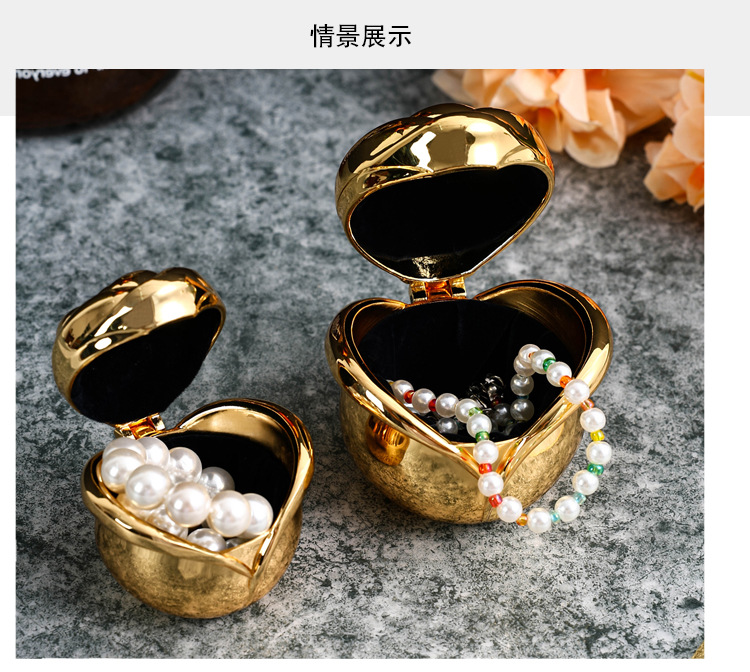 欧式金属玫瑰花苞首饰盒项链戒指盒高档结婚求爱珠宝盒精致收纳盒详情10