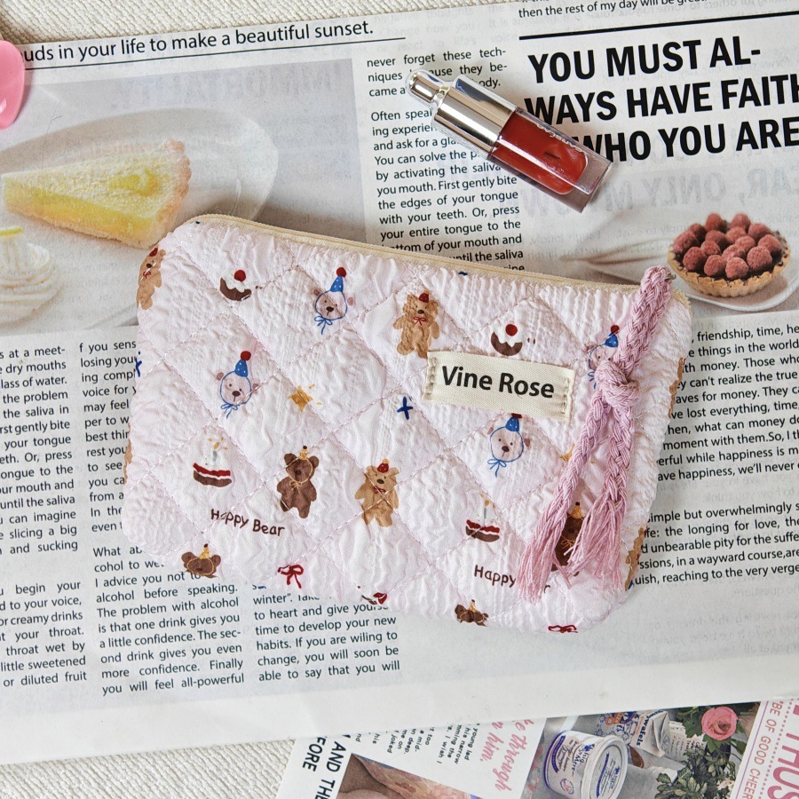 现货迷你小清新碎花绗缝棉零钱包2025新款便携旅行口红包收纳卡包详情9