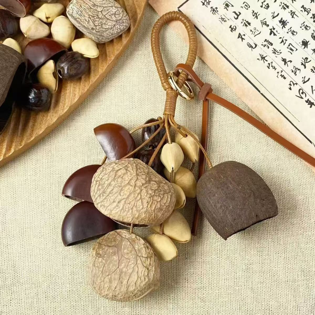 Fruit shell bell, hand-cranked bell, wind chime bag, handcrafted sound beam, bell pendant, wholesale from Indonesian black fruit shell factory pic 16