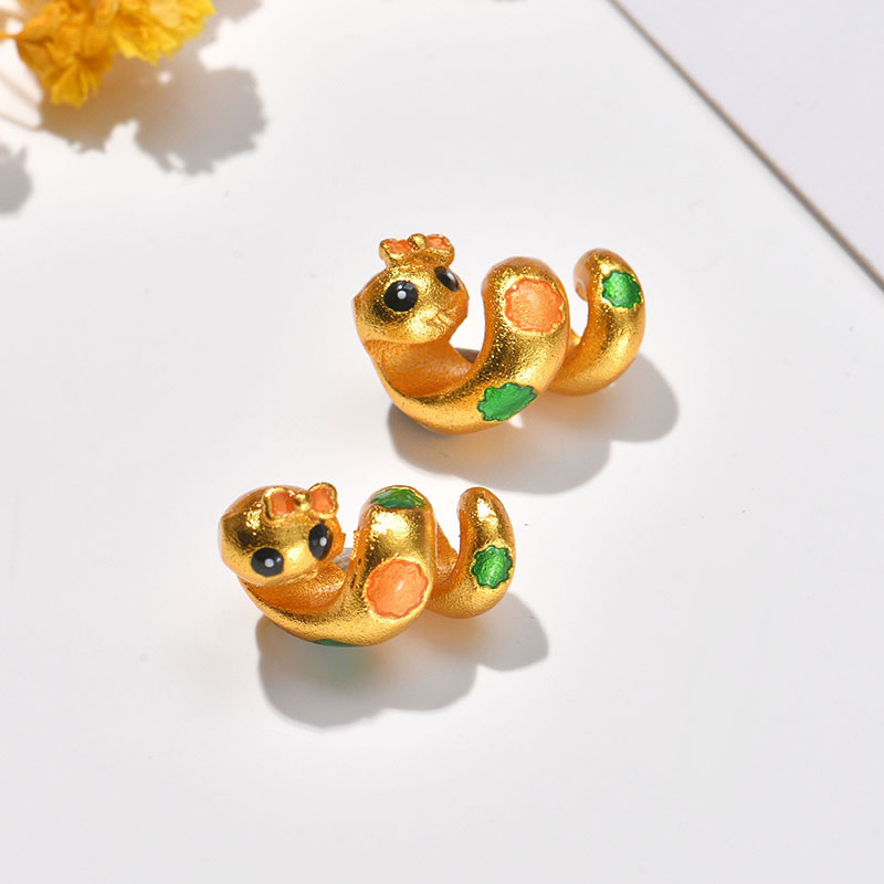 高级感静俏欧美沙金铜蛇戒指小众风开口指环饰品跨境手工配件批发详情7