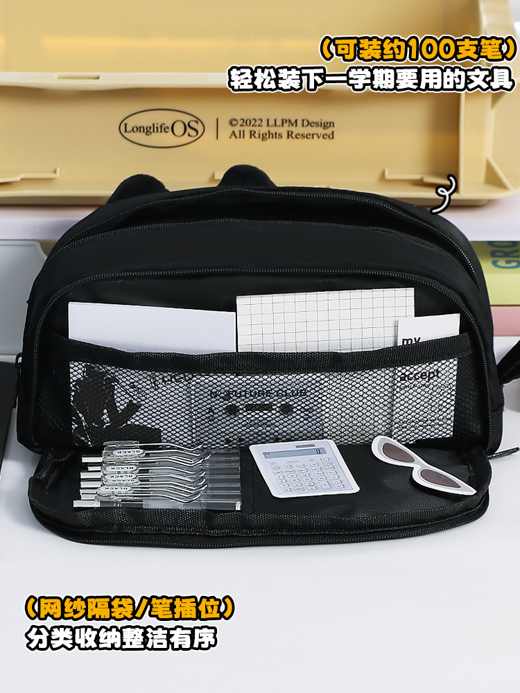 2025年新款手提可爱萌物刺绣爪子笔袋超大容量文具收纳袋详情5