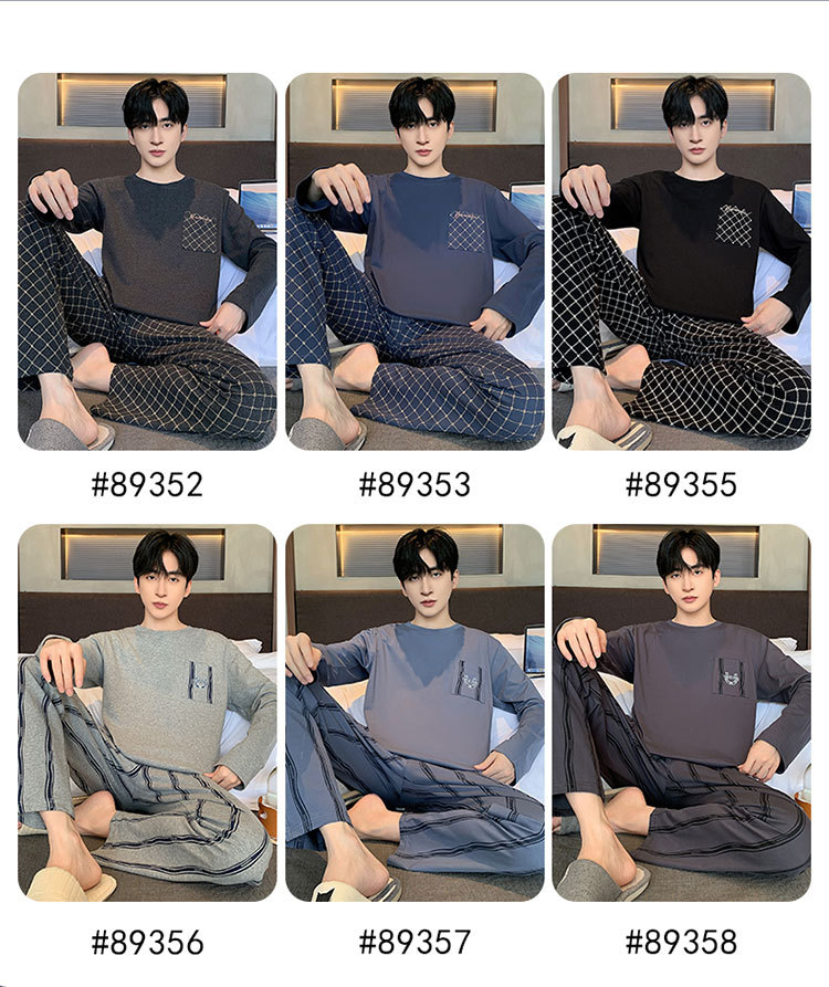 睡衣男士春秋款纯棉长袖青少年休闲可外穿秋季家居服大码套装批发详情7