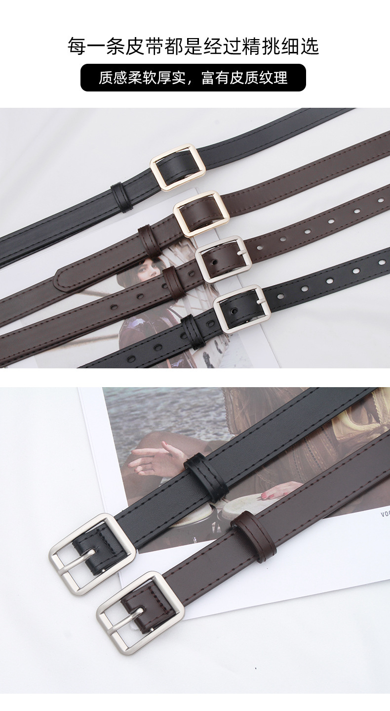 Perforated belt, practical and decorative jeans for women, black, thin, fashionable and retro student, ins style belt, trendy for ladies pic 36