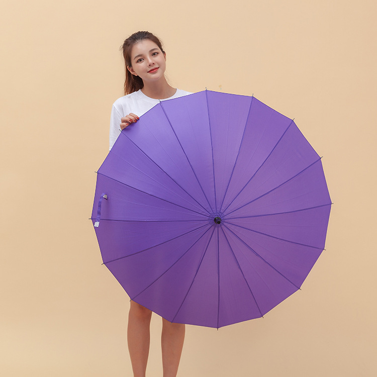 批发16K韩国创意碰击布彩虹伞长柄直杆自动雨伞广告伞可做LOGO详情24