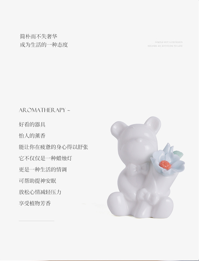 2026 Chinese-style creative ceramic ornaments, hand-molded mini cartoon bear, white high-end home decoration handicrafts pic 5