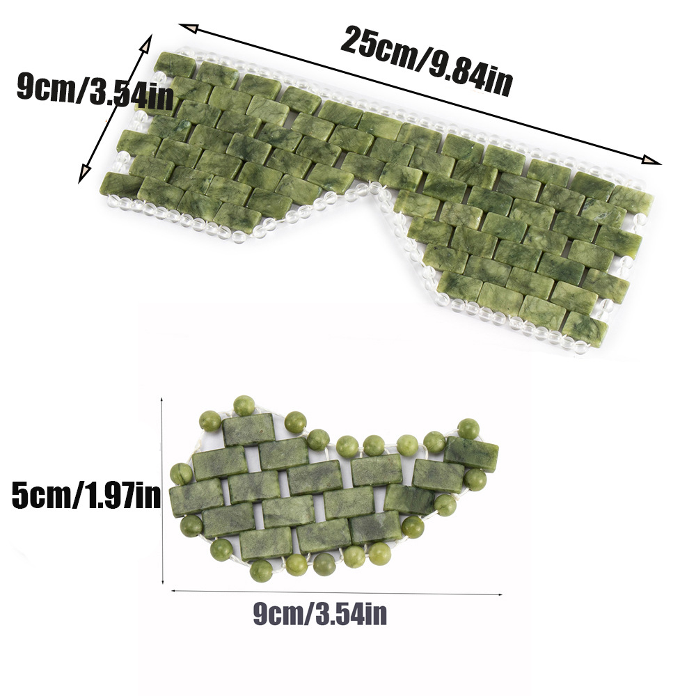 绿凤玉眼帘天然软枣绿玉手工编织美容SPA冰敷冰凉岫玉眼帘睡眠休息放松眼罩详情4