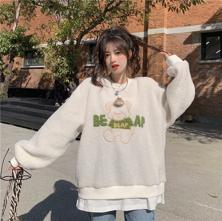 Here are two new autumn 2024 embroidered loose long-sleeved sweatshirts for women pic 24