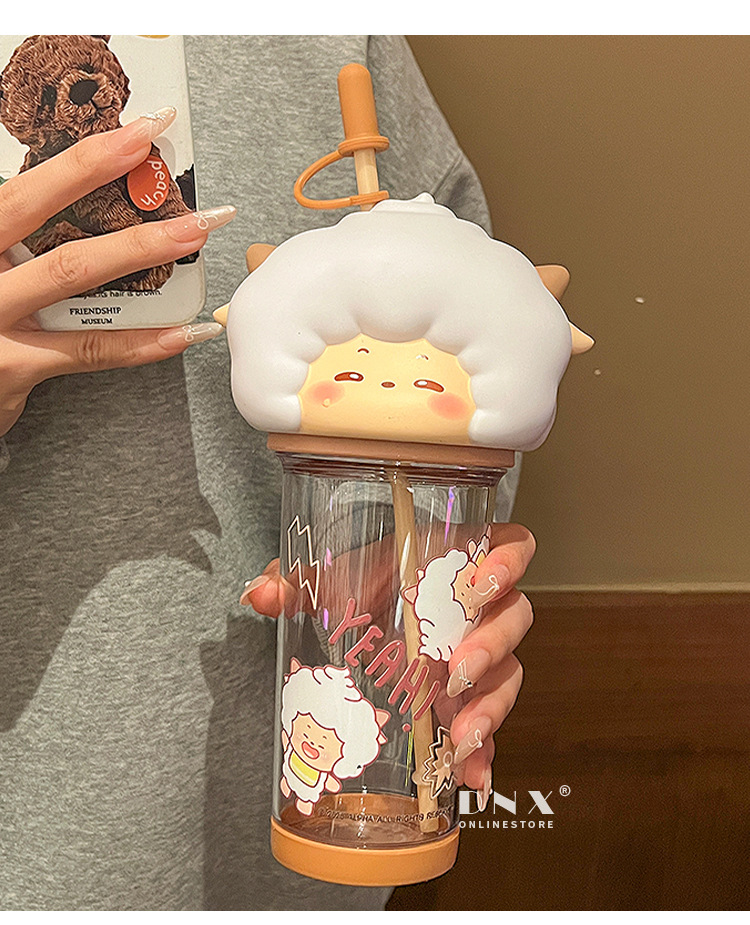 喜羊羊与灰太狼联名大头水杯儿童学生专用tritan吸管水壶随身水杯详情7