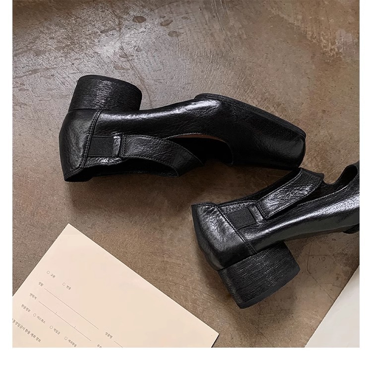 葡萄妈studiolee 高阶质感马皮方头粗跟软面小皮鞋高跟单鞋女秋款详情38